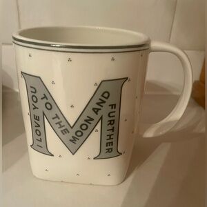ANTHROPOLOGIE Monogrammed M Mug Cream and Gray